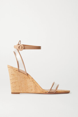 aquazzura minimalist pvc & leather cork wedges