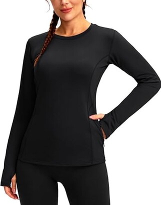 G Gradual Women's Thermal Fleece Tops Long Sleeve Workout Shirts Running  Athletic Base Layer with Thumb holes Zipper Pocket - ShopStyle