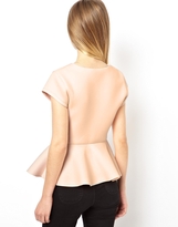 Thumbnail for your product : ASOS Wrap Front Peplum Top with Short Sleeves