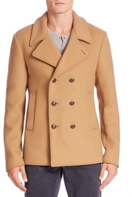Tomas Maier Double Breasted Wool Blend Peacoat