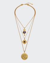 Thumbnail for your product : Ben-Amun Triple-Layer Charm Necklace, Gold/Blue