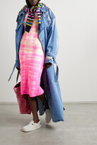 Thumbnail for your product : The Elder Statesman Sonar Tie-dyed Ribbed Cashmere Midi Dress - Baby pink