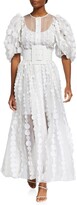 Thumbnail for your product : Carolina Herrera Puff-Sleeve Circle Applique Maxi Dress