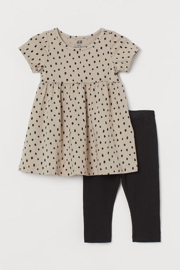 H&M - 2-piece Jersey Set - Brown