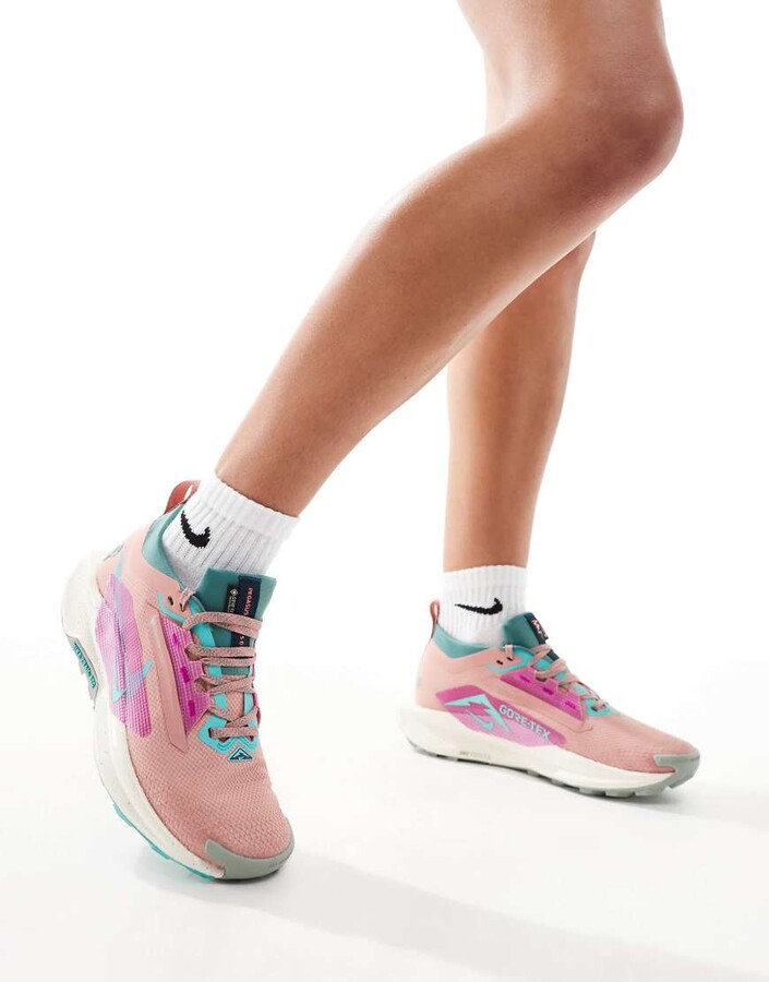 Nike Running ReactX Pegasus Trail 5 GORE-TEX sneakers in pink and blue