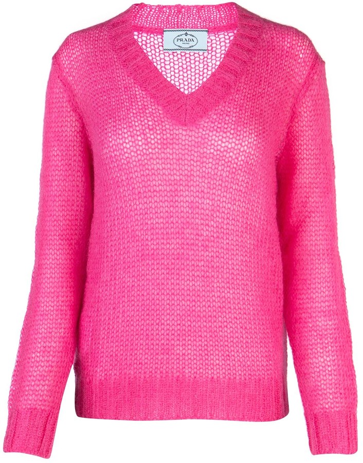 Prada Knitted V-Neck Jumper - ShopStyle