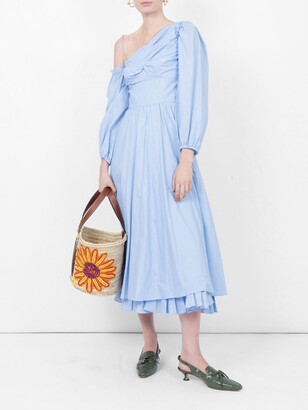 ALEXACHUNG Pinstripe One Shoulder Dress Blue - ShopStyle
