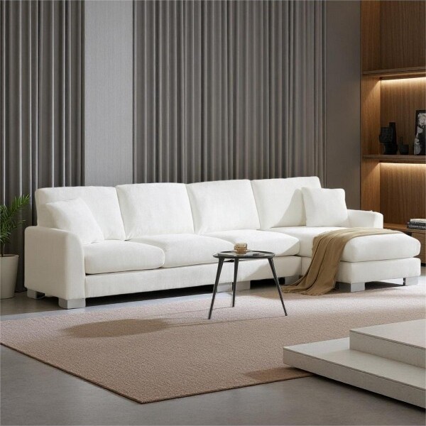Merax MeraxModernOversizedL-ShapedSectionalSofawithChaiseLoungeWhite