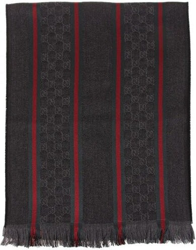 Gucci Monogrammed Striped Knit Scarf