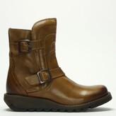 Thumbnail for your product : Fly London Sven Camel Leather Low Wedge Buckled Ankle Boots