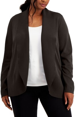 Karen Scott Plus Size Shawl-Collar Curved-Hem Cardigan, Created for Macy's