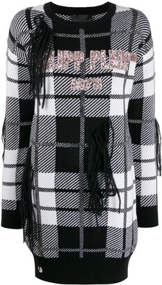Philipp Plein Check Pattern Knitted Dress