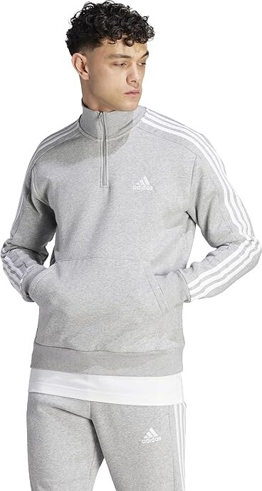 adidas 3-Stripes Fleece 1/4 Zip Sweatshirt, Legend Ink/White