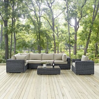Modway Summon 7-pc Outdoor Patio Sectional Set With Sunbrella Cushions in Canvas Navy
