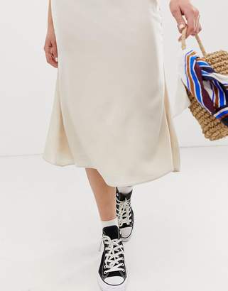 Glamorous Tall bias cut midi skirt in satin