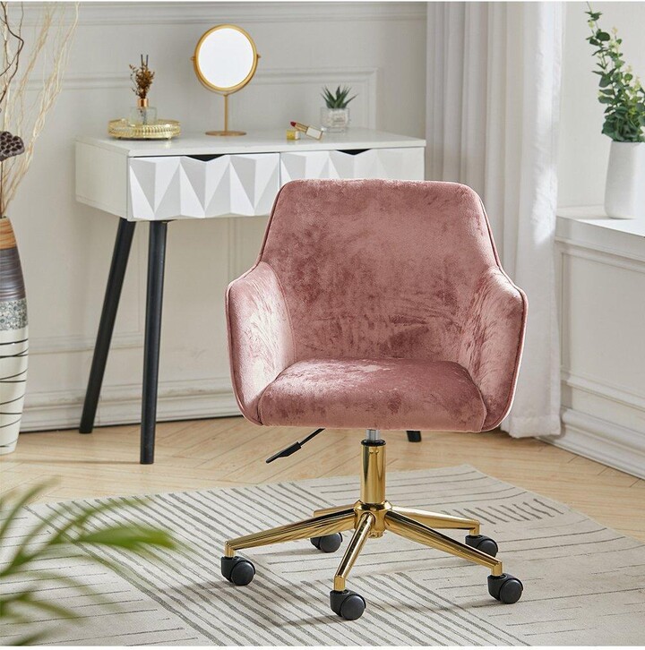 Living and Home Velvet Upholstered Home Office Swivel Chair ShopStyle