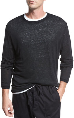 Vince Garment-Dyed Cotton Crewneck Sweater, Black