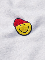 Thumbnail for your product : AMI Paris + The Smiley Company Logo-Appliqued Melange Loopback Cotton-Jersey Zip-Up Hoodie
