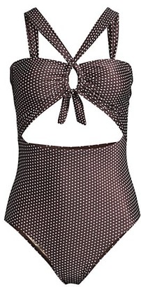 peony freckle ruched one piece