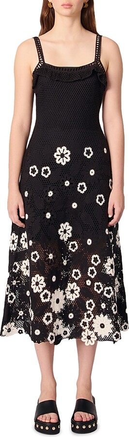 Maje Floral Crochet Maxi Dress