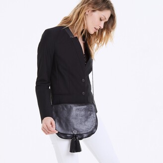 Ikks Plumber Calfskin Leather Flap Saddle Handbag With Detachable Chain Shoulder Strap