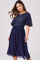 little mistress luxury georgie navy hand embellished midi dress