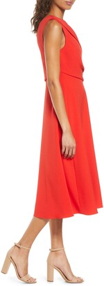 Donna Ricco Asymmetrical Sleeveless Crepe Midi Dress