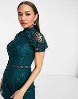 Thumbnail for your product : AX Paris lace tiered mini dress in teal