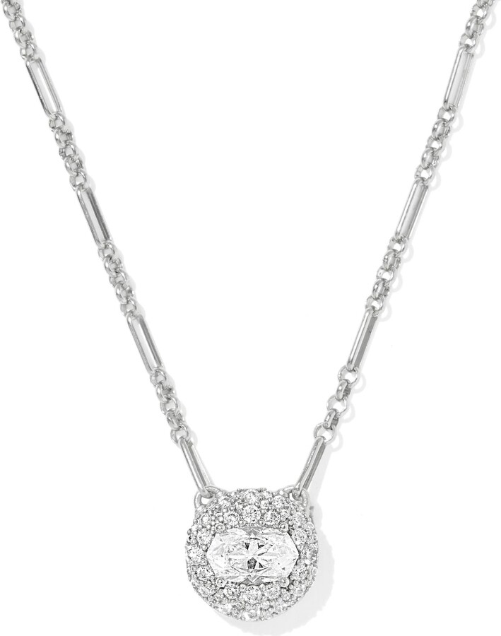 Kendra Scott Bella Silver Short Pendant Necklace | Cubic Zirconia/Metal Rhodium