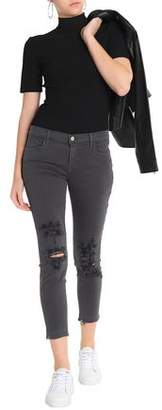 J Brand Cropped Distressed Mid-Rise Skinny Jeans