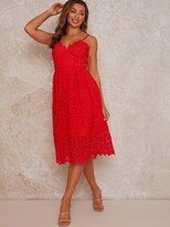Thumbnail for your product : Chi Chi London Sleeveless Crochet Midi Dress - Red