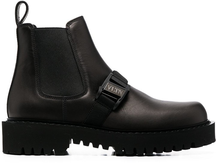 leather strap boots mens