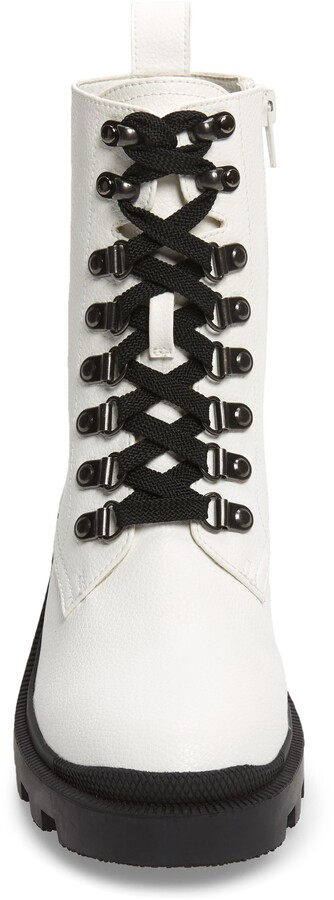 report block heel combat boot