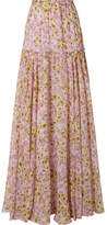 Giambattista Valli - Pleated Floral-print Silk-chiffon Maxi Skirt - Pastel pink