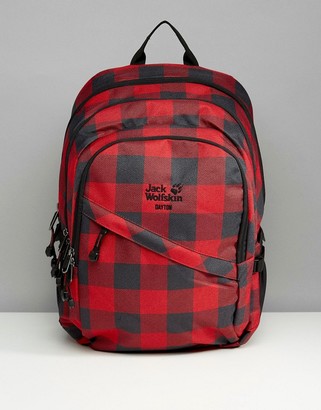 Jack Wolfskin Dayton Red Check Backpack in Red