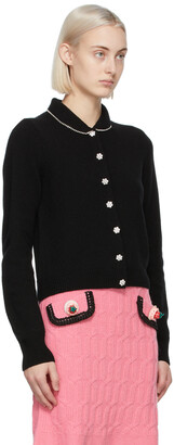 Marc Jacobs Black Wool 'The Jewelled Button' Cardigan