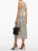 Thumbnail for your product : Self-Portrait Leopard-print Satin-jacquard Midi Dress - Black White