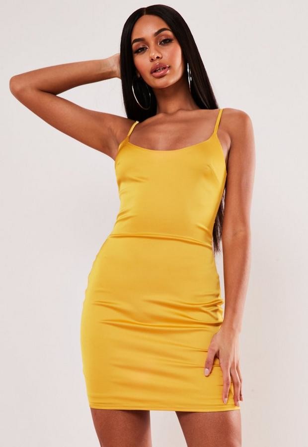 mustard yellow bodycon dress