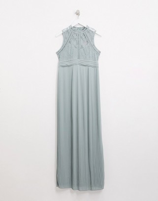 TFNC Maternity bridesmaid lace back maxi dress in sage