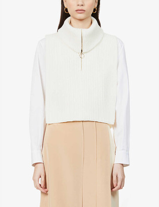 Sandro Raven zipped-neck wool and cashmere-blend top