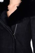 Thumbnail for your product : Armani Collezioni Long Sheepskin Coat With Fur Details