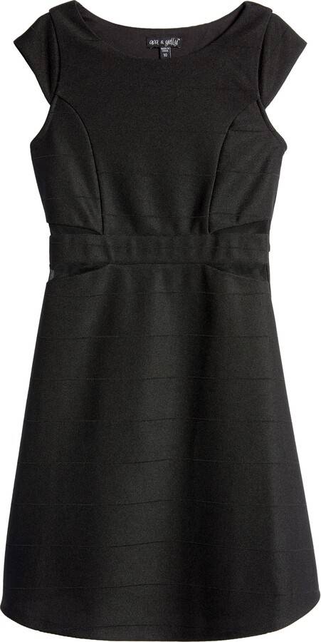 Ava & Yelly Kids' Mesh Insert Skater Dress