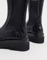 Thumbnail for your product : Z_Code_Z Wide Fit Nora mid calf chunky chelsea boots in black croc