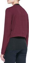 Thumbnail for your product : Amanda Uprichard Loves Cusp Faux-Leather-Trim Cascade-Front Blazer, Wine