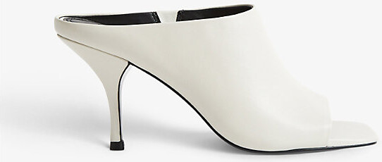 Reiss Womens White Magda Leather Heeled Mules - ShopStyle