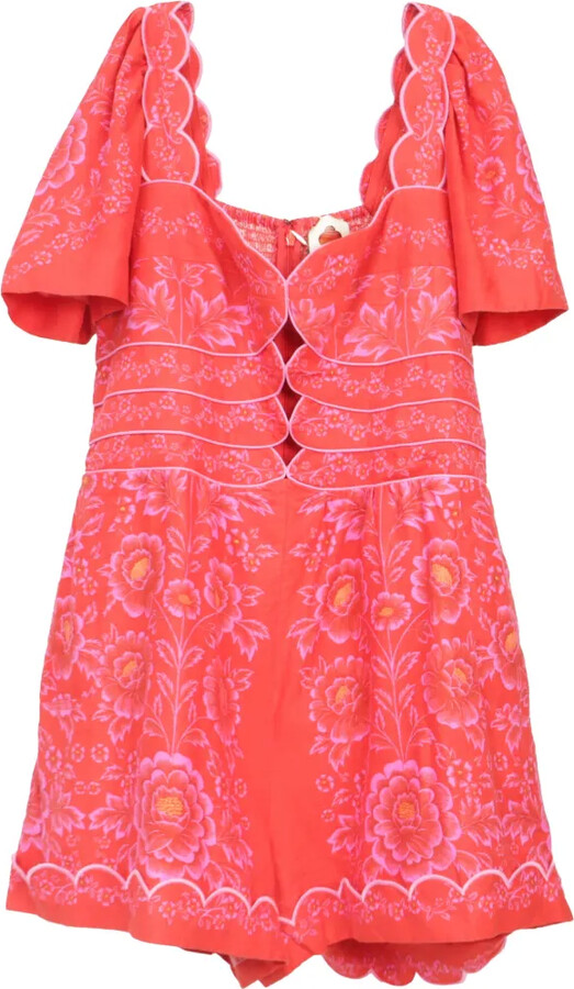 Floral-Print Cut-Out Playsuit