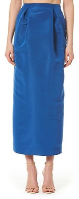 Carolina Herrera Front Pleat Silk Midi Pencil Skirt