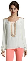 Thumbnail for your product : Chelsea Flower blush embellished peasant sleeve blouse