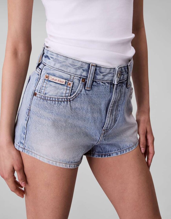 Calvin Klein Jeans denim hot pants in light wash