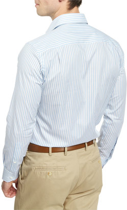 Peter Millar Striped Long-Sleeve Sport Shirt, Blue Vento